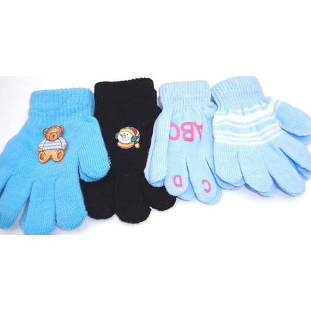 Set of Four Pairs Magic Stretch Gloves for Infants Ages 1-4 Years 